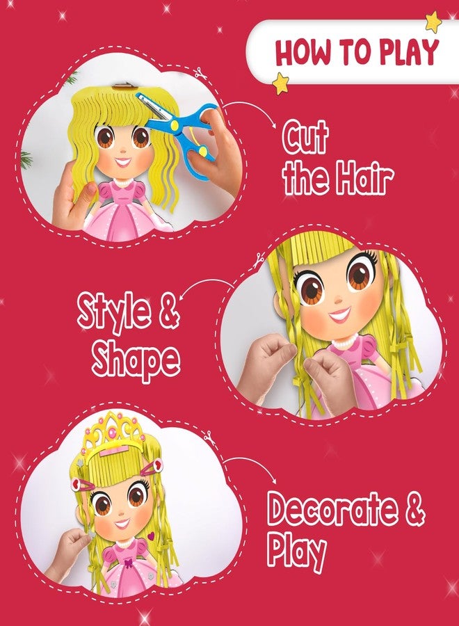 سمارتيفيتي مجموعة أدوات تصفيف الشعر الذكية للأطفال | مجموعة أنشطة إبداعية ومهارات استخدام المقص | تتضمن شخصيات أميرة وحورية بحر وحيد القرن | لعبة فنية وحرفية تعليمية للبنات من عمر 4 إلى 8 سنوات - Image 3